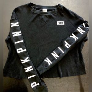 Victoria Secret PINK cropped long sleeve thermal waffle shirt Medium